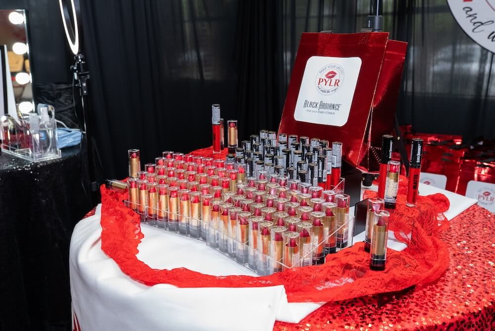 Display of lipsticks at Paint Your Lips Red Event