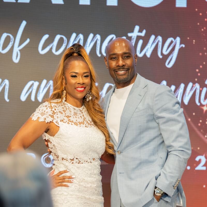 Morris Chestnut with Karmetria at Paint Your Lips Red Event
